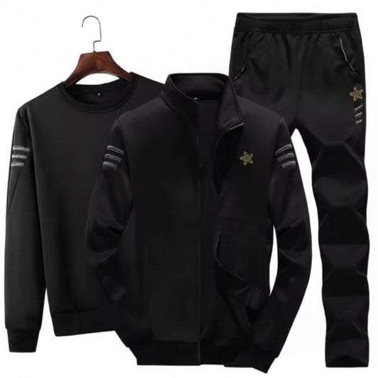 UrbanFlex Men’s 3-Piece Tracksuit Set – Jacket, Sweatshirt & Joggers