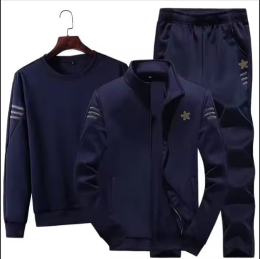UrbanFlex Men’s 3-Piece Tracksuit Set – Jacket, Sweatshirt & Joggers