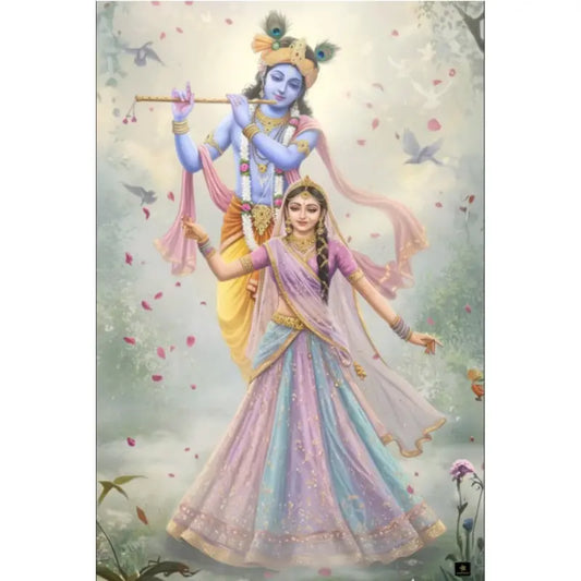 Divine Radha Krishna LED Crystal Wall Painting – Big Size