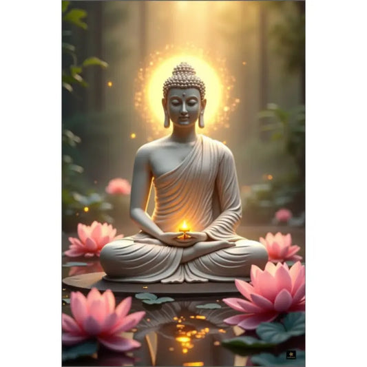 Serene Buddha LED Crystal Wall Painting – Big Size
