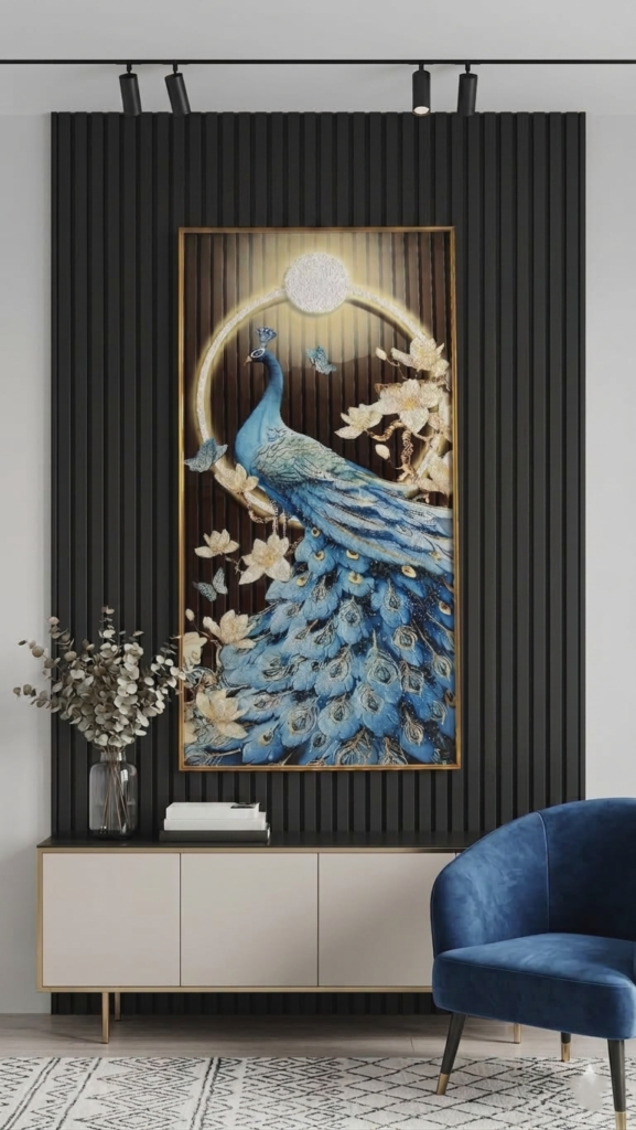 Premium Royal Peacock LED Framed Wall Painting