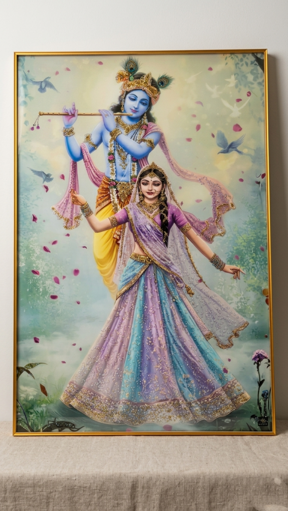 Premium Radha Krishna Framed Wall Painting