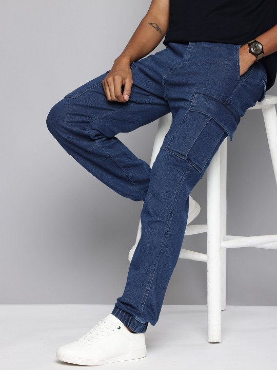 Men Tapered Fit Light Fade Cargo Stretchable Jogger