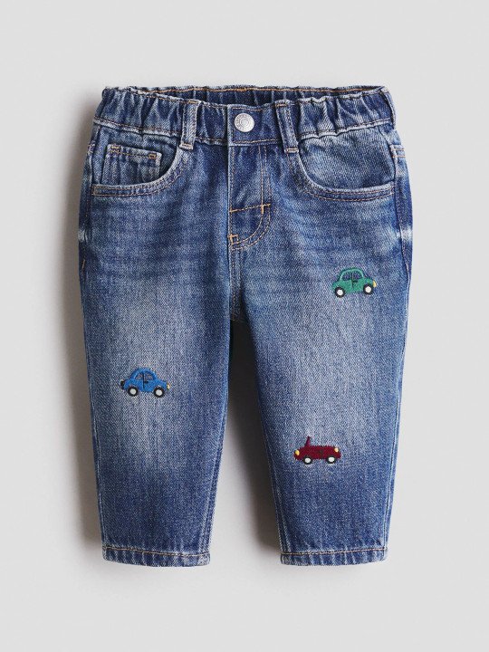 Embroidery-motif jeans