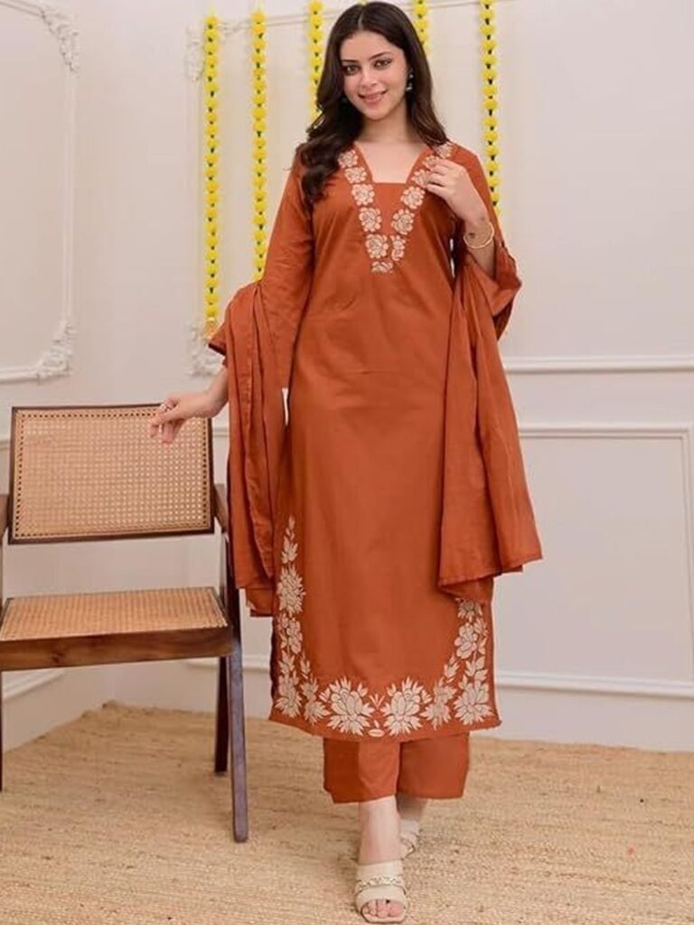 Women Ethnic Motifs Embroidered Thread Work Pure Silk Kurta with Palazzos & Dupatta