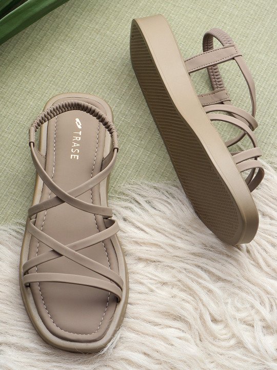 TRASE | Strappy Open Toe Flats with Bows