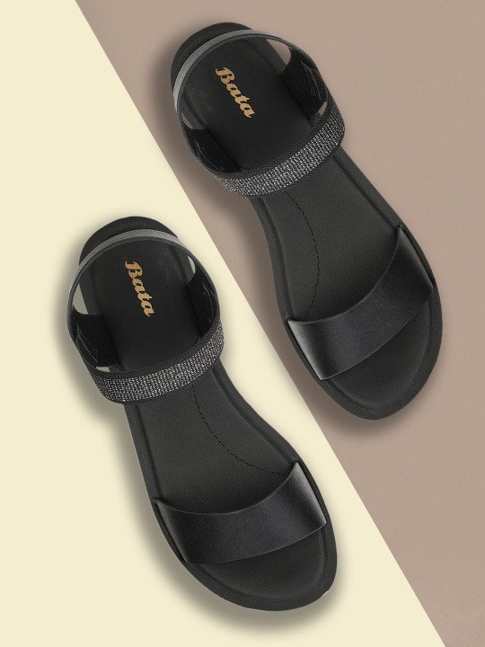 Black Embellished Wedge Sandals