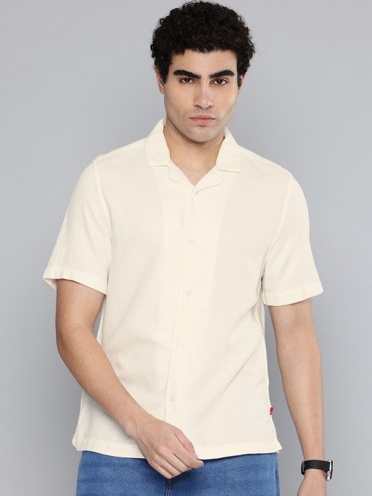Relaxed Fit Self Design Casual Shirt