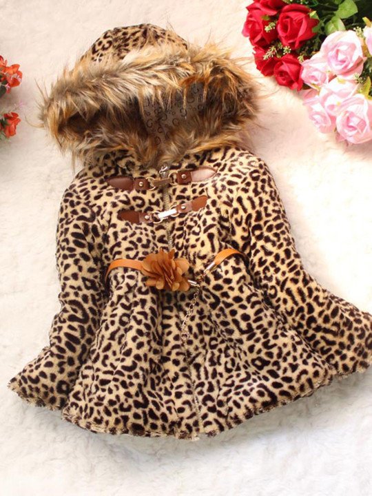 Girls Hooded Animal Sherpa Jacket