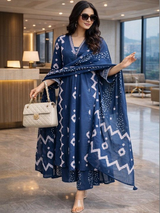 Women Ethnic Motifs Printed Empire Kurta with Palazzos & With Dupatta