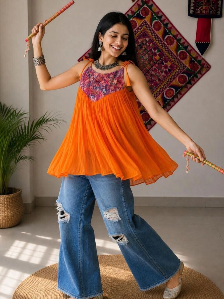 Ethnic Motifs Printed Angrakha Kurti