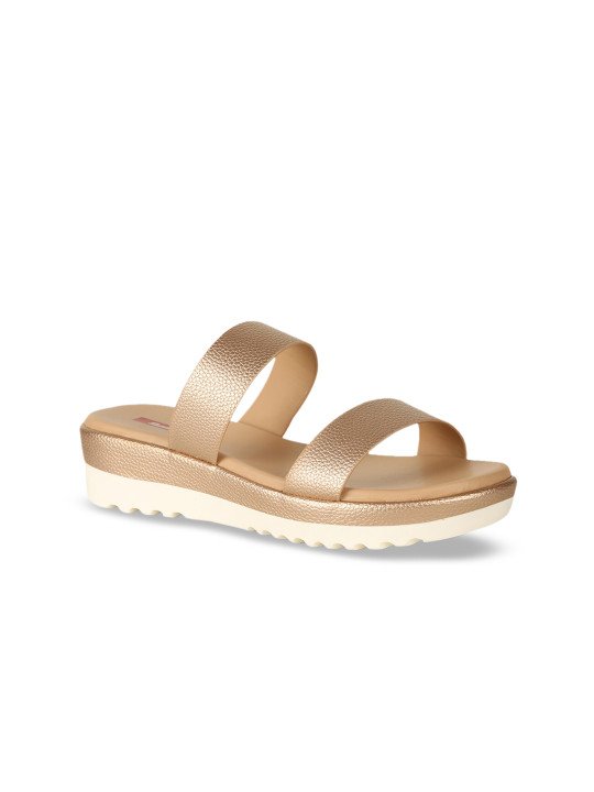 Women Muted Gold-Toned Solid Wedge Heels