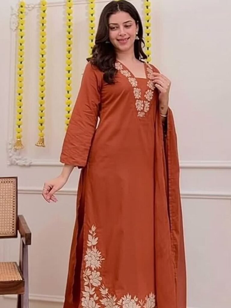 Women Ethnic Motifs Embroidered Thread Work Pure Silk Kurta with Palazzos & Dupatta