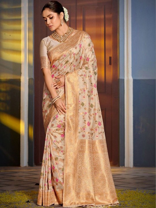 Silk Blend Designer Banarasi Saree