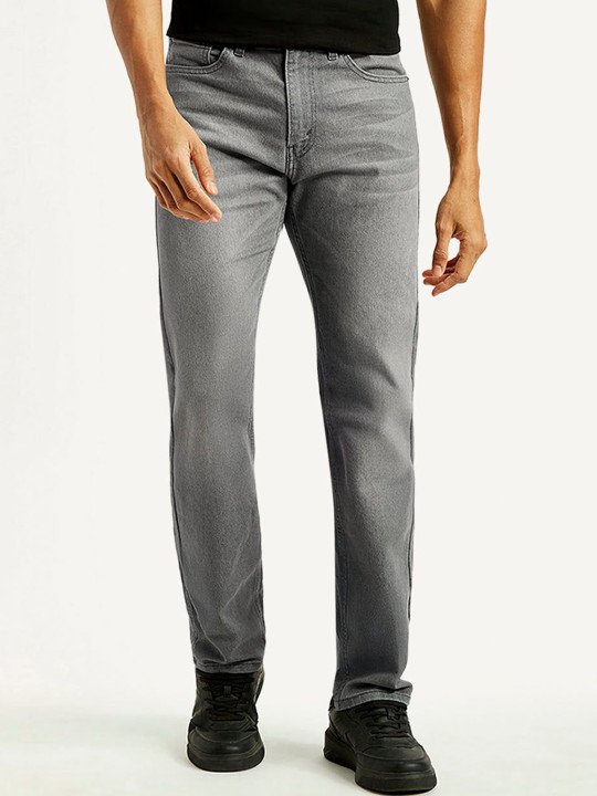 Men Classic Straight Fit Mid-Rise Light Fade Pure Cotton Jeans
