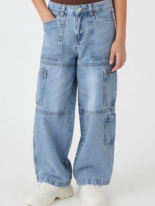 Girls Regular Fit Mid-Rise Light Fade Stretchable Jeans