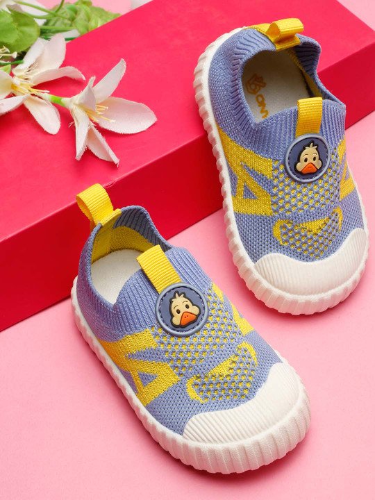 ONYC | Kids Blue Flyknit Woven Design Slip-On Sneakers