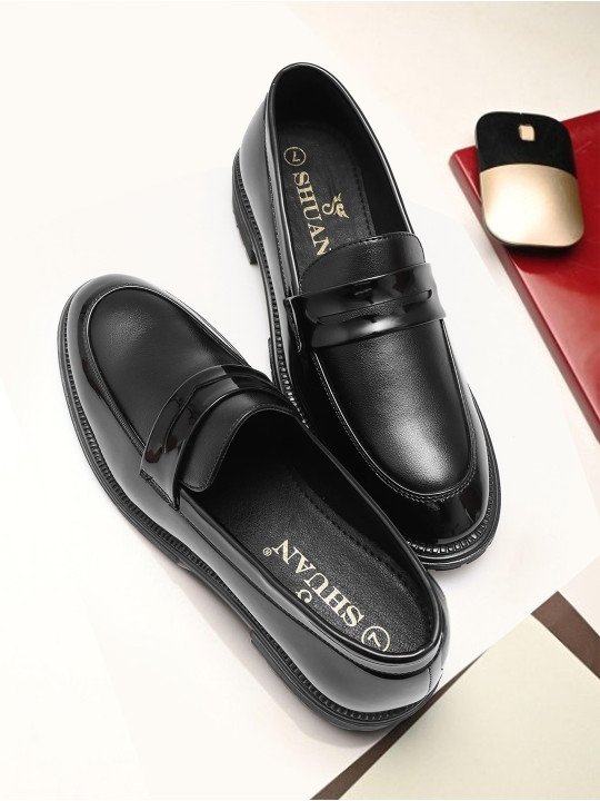 SHUAN | Men Solid Formal Slip-ons Shoes