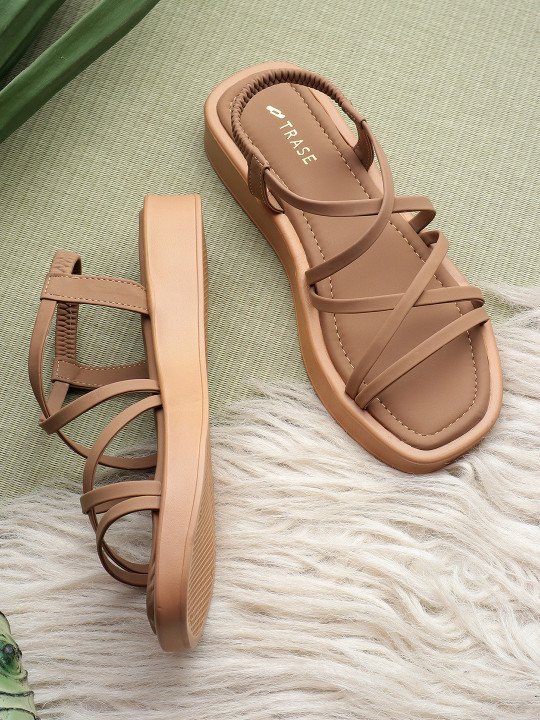 TRASE | Strappy Open Toe Flats with Bows
