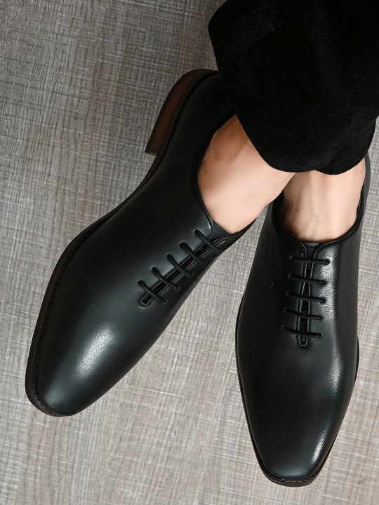 San Frissco | Men Black Classic Durable Formal Suitable Laceup Oxfords