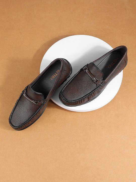 Metro | Men Textured Comfort Insole Horsebit Loafers