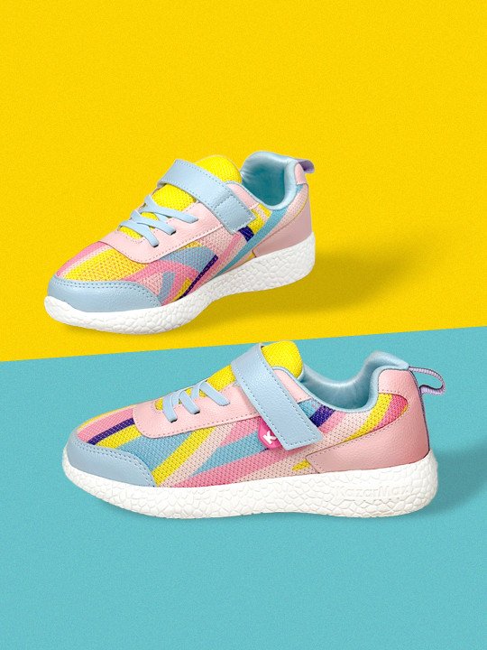 KazarMax | Girls Peach Colourblocked Memory Foam Slip-On Sneakers