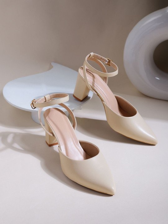 DressBerry | Solid PU Slim Corporate Heel