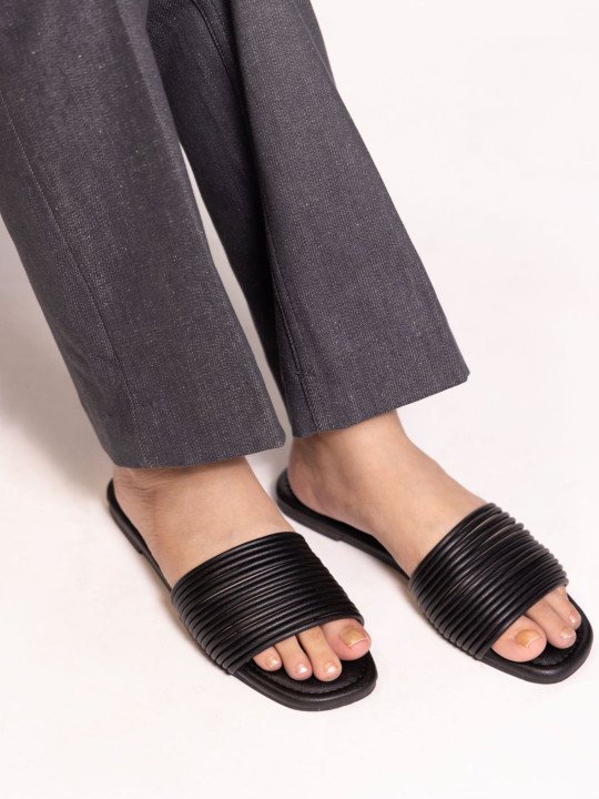 CAI | Multi Strapped Black Flats