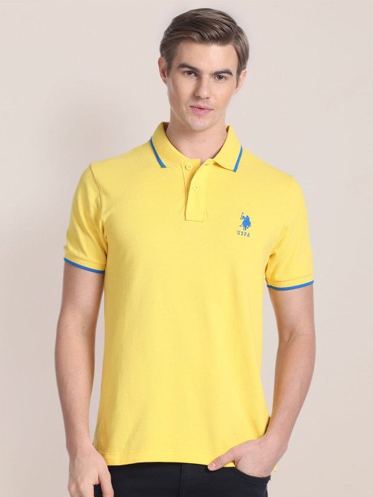 U.S. Polo Assn. | Pure Cotton Solid Polo Collar Slim Fit Casual T-shirt
