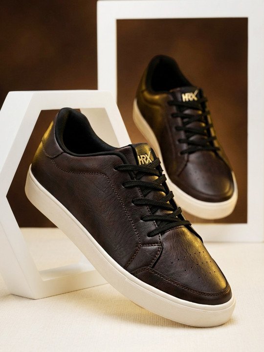 HRX by Hrithik Roshan | Men Brown Contrast Sole Lace Up Sneakers