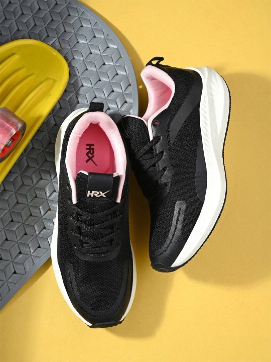 HRX by Hrithik Roshan | Women Black & Pink Memory Foam Mesh Running Shoes