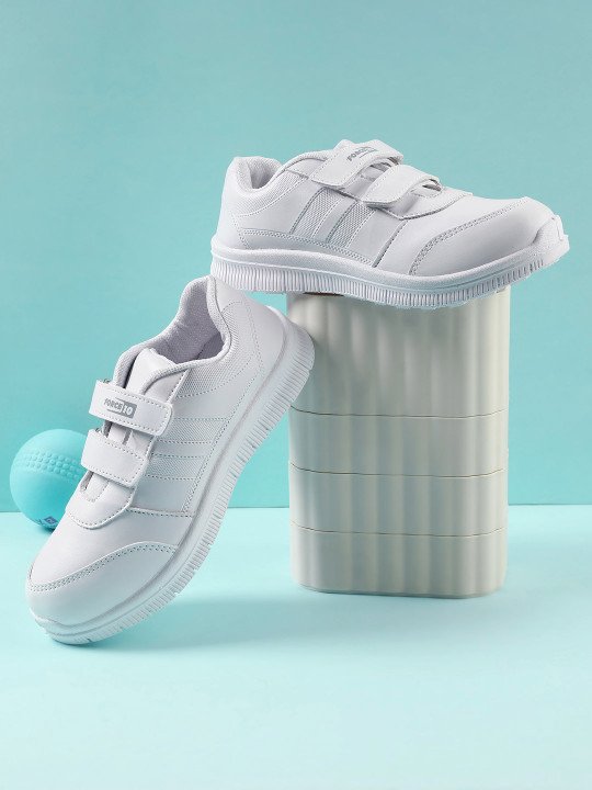 Liberty | Force 10 kids White Velcro School Shoes