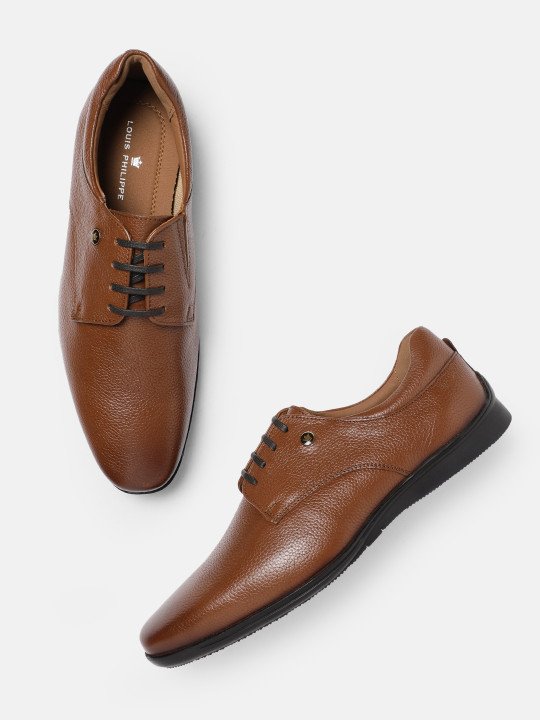 Louis Philippe | Men Premium Leather Breathable Anti Slip Flat Heel Formal Derby Shoes